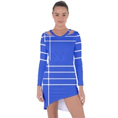 Stripes Pattern Template Texture Blue Asymmetric Cut-out Shift Dress by Nexatart