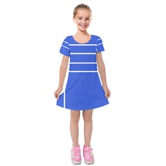 Stripes Pattern Template Texture Blue Kids  Short Sleeve Velvet Dress by Nexatart