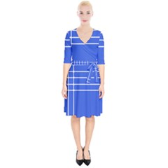 Stripes Pattern Template Texture Blue Wrap Up Cocktail Dress