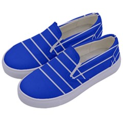 Stripes Pattern Template Texture Blue Kids  Canvas Slip Ons