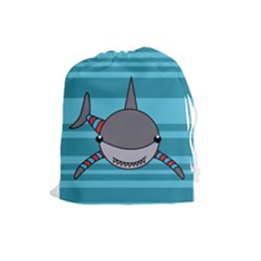 Shark Sea Fish Animal Ocean Drawstring Pouches (large)  by Nexatart