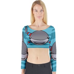 Shark Sea Fish Animal Ocean Long Sleeve Crop Top by Nexatart