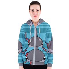 Shark Sea Fish Animal Ocean Women s Zipper Hoodie by Nexatart