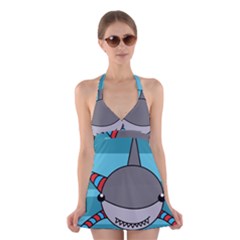 Shark Sea Fish Animal Ocean Halter Swimsuit Dress by Nexatart