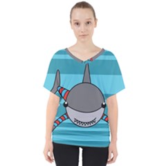 Shark Sea Fish Animal Ocean V-neck Dolman Drape Top