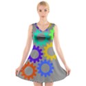 Gear Transmission Options Settings V-Neck Sleeveless Skater Dress View1