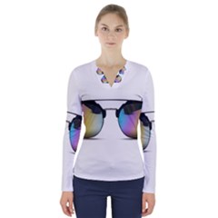 Sunglasses Shades Eyewear V-neck Long Sleeve Top