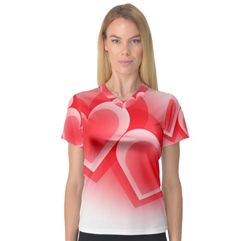 Heart Love Romantic Art Abstract V-neck Sport Mesh Tee by Nexatart