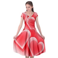 Heart Love Romantic Art Abstract Cap Sleeve Wrap Front Dress by Nexatart