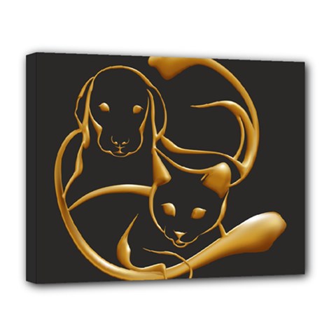 Gold Dog Cat Animal Jewel Dor¨| Canvas 14  X 11  by Nexatart