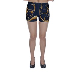 Gold Dog Cat Animal Jewel Dor¨| Skinny Shorts by Nexatart