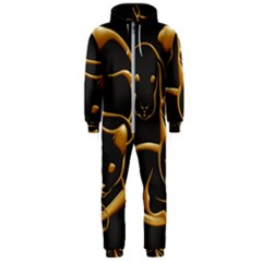 Gold Dog Cat Animal Jewel Dor¨| Hooded Jumpsuit (men)  by Nexatart