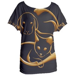 Gold Dog Cat Animal Jewel Dor¨| Women s Oversized Tee