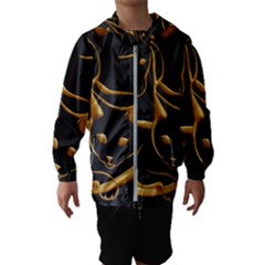 Gold Dog Cat Animal Jewel Dor¨| Hooded Wind Breaker (kids) by Nexatart