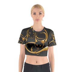 Gold Dog Cat Animal Jewel Dor¨| Cotton Crop Top by Nexatart