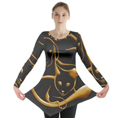 Gold Dog Cat Animal Jewel Dor¨| Long Sleeve Tunic  by Nexatart