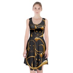 Gold Dog Cat Animal Jewel Dor¨| Racerback Midi Dress by Nexatart