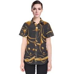 Gold Dog Cat Animal Jewel Dor¨| Women s Short Sleeve Shirt