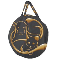 Gold Dog Cat Animal Jewel Dor¨| Giant Round Zipper Tote