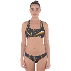 Gold Dog Cat Animal Jewel Dor¨| Cross Back Hipster Bikini Set