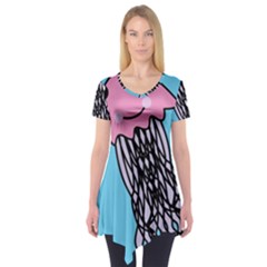 Jellyfish Cute Illustration Cartoon Short Sleeve Tunic  by Nexatart