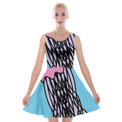 Jellyfish Cute Illustration Cartoon Velvet Skater Dress by Nexatart