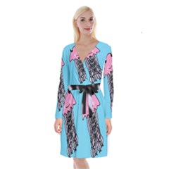 Jellyfish Cute Illustration Cartoon Long Sleeve Velvet Front Wrap Dress by Nexatart