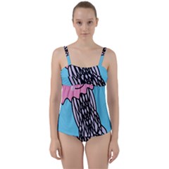 Jellyfish Cute Illustration Cartoon Twist Front Tankini Set