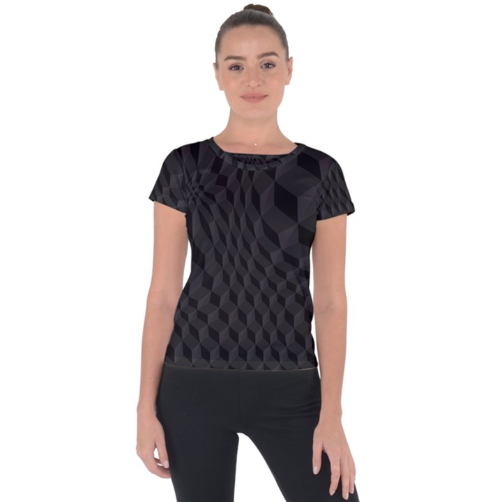 Pattern Dark Black Texture Background Short Sleeve Sports Top 