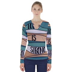 Love Sign Romantic Abstract V-neck Long Sleeve Top