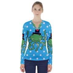 Octopus Sea Animal Ocean Marine V-neck Long Sleeve Top