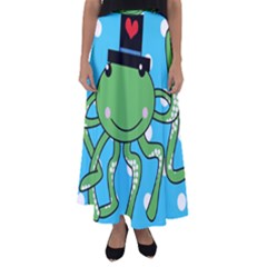 Octopus Sea Animal Ocean Marine Flared Maxi Skirt