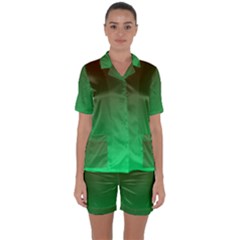 Course Colorful Pattern Abstract Green Satin Short Sleeve Pyjamas Set