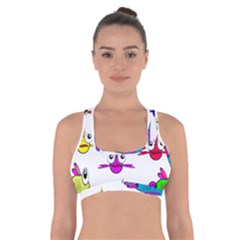 Fish Swim Cartoon Funny Cute Cross Back Sports Bra