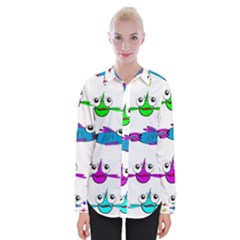 Fish Swim Cartoon Funny Cute Womens Long Sleeve Shirt