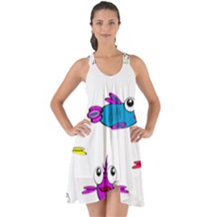 Fish Swim Cartoon Funny Cute Show Some Back Chiffon Dress