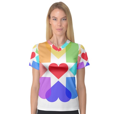 Heart Love Romance Romantic V-neck Sport Mesh Tee by Nexatart