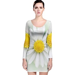 Art Daisy Flower Art Flower Deco Long Sleeve Velvet Bodycon Dress by Nexatart