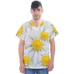 Art Daisy Flower Art Flower Deco Men s V-neck Scrub Top