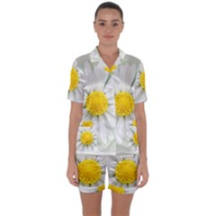 Art Daisy Flower Art Flower Deco Satin Short Sleeve Pyjamas Set