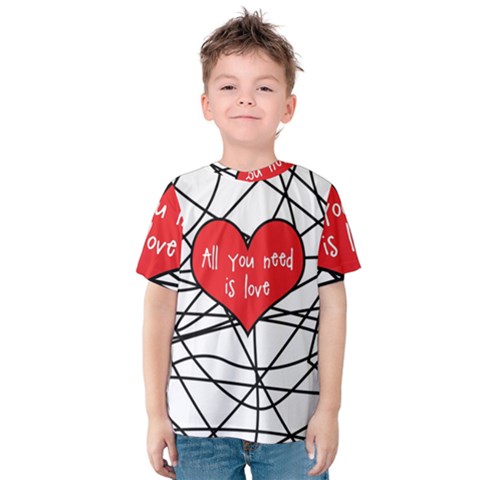 Love Abstract Heart Romance Shape Kids  Cotton Tee by Nexatart