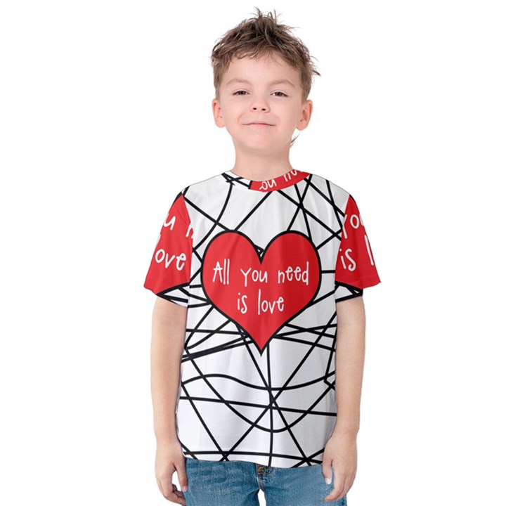 Love Abstract Heart Romance Shape Kids  Cotton Tee