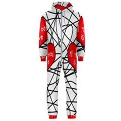 Love Abstract Heart Romance Shape Hooded Jumpsuit (men)  by Nexatart