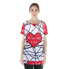 Love Abstract Heart Romance Shape Skirt Hem Sports Top