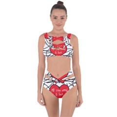 Love Abstract Heart Romance Shape Bandaged Up Bikini Set 