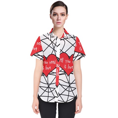 Love Abstract Heart Romance Shape Women s Short Sleeve Shirt by Nexatart