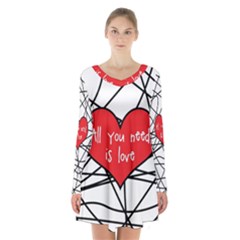 Love Abstract Heart Romance Shape Long Sleeve Velvet V-neck Dress by Nexatart