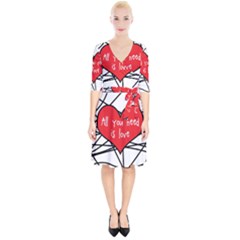 Love Abstract Heart Romance Shape Wrap Up Cocktail Dress