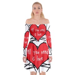 Love Abstract Heart Romance Shape Off Shoulder Skater Dress by Nexatart