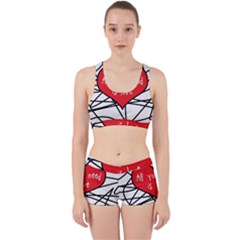 Love Abstract Heart Romance Shape Work It Out Sports Bra Set